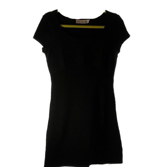 BODY ACTION DESIGN BLACK RIBBED COCKTAIL MINI DRESS EUC M - Picture 4 of 7